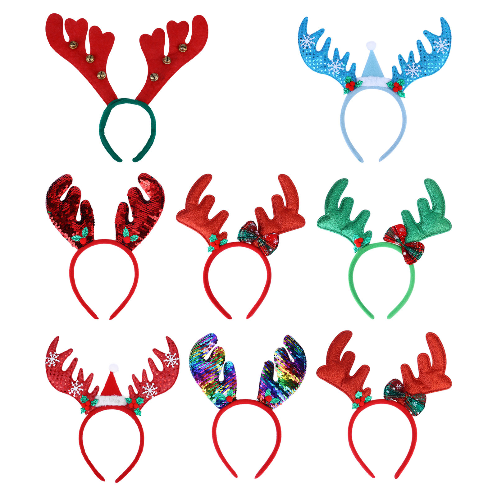 Reindeer Antlers Headband - 8 Stück Geweih-Kopfschmuck, rosa Stirnband, niedliche