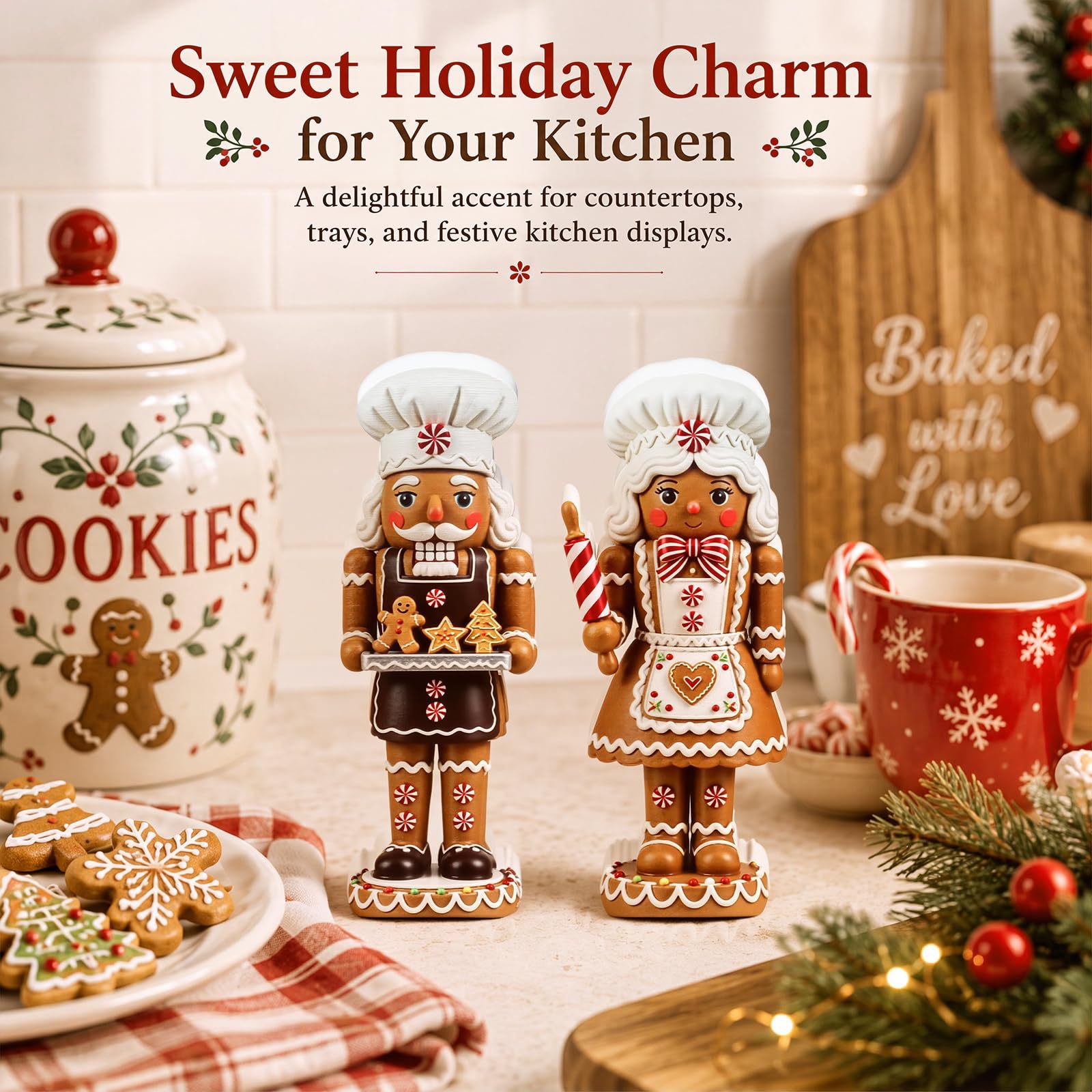 Nutcracker Figurine - 2-teiliges Nussknacker-Set aus Holz – Weihnachtsgeschenk,