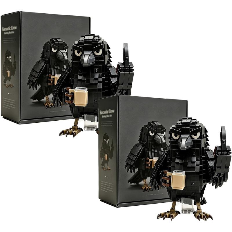 Lego Set Technic - Sarkastisches Krähen-Baustein-Set, Kaffee-Krähen-Schreibtischdeko-Modell, Lustiges „Nicht Stören“-Krähen-Ornament,