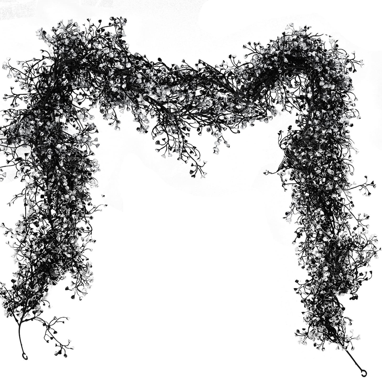 Tinsel Garland Decoration - Halloween-Kunstzweig-Girlande, realistische schwarze goldene Glocke, Weinreben-Dekoration