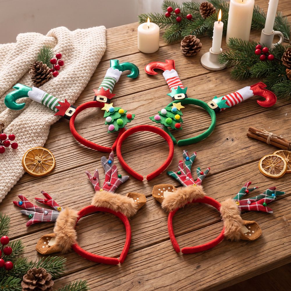 Reindeer Antlers Headband - Weihnachtliches Stirnband mit Geweihform, 1 Stück,