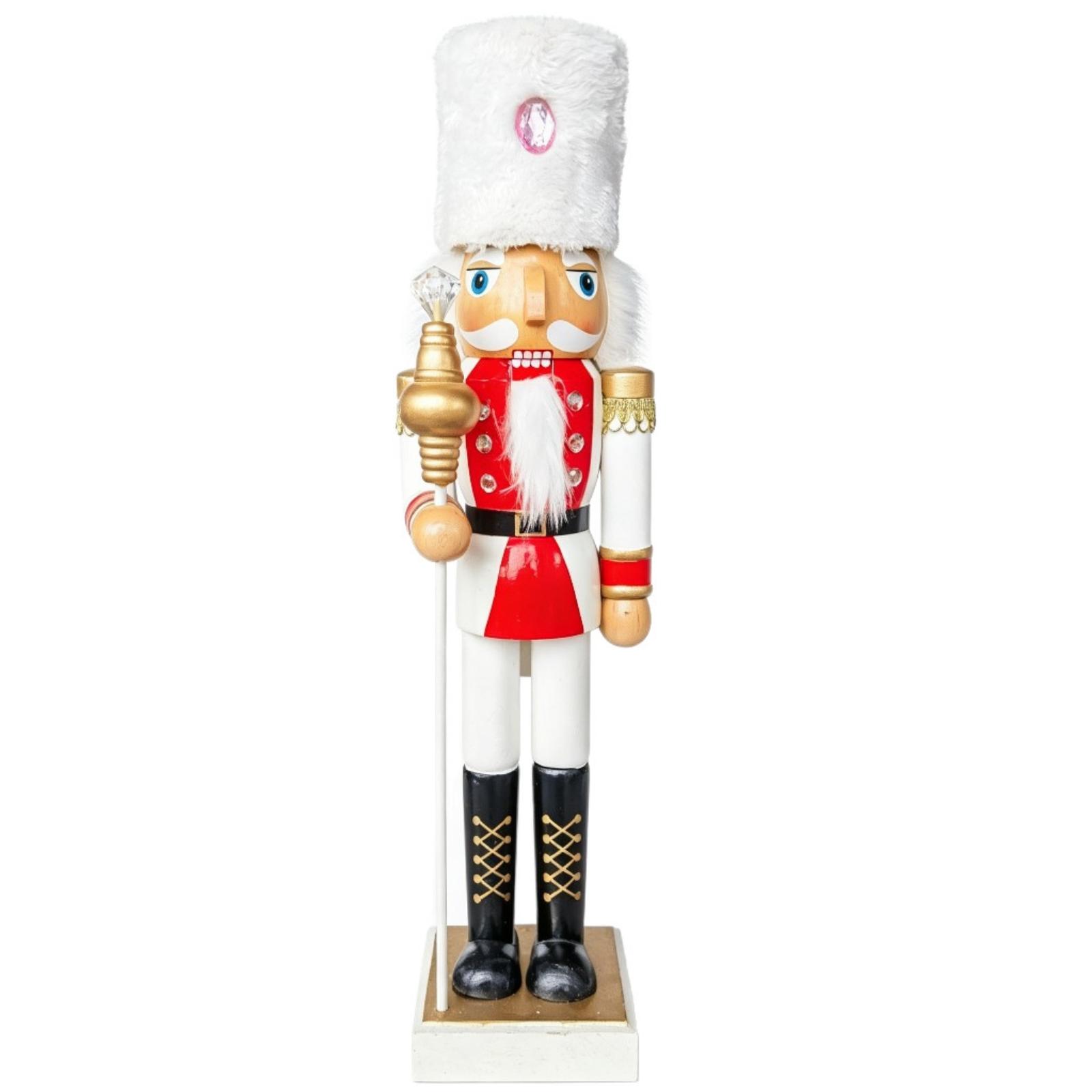 Nutcracker Figurine - 50 cm Holz-Nussknacker-Figur, freistehend, bemalter Holz-Nussknacker