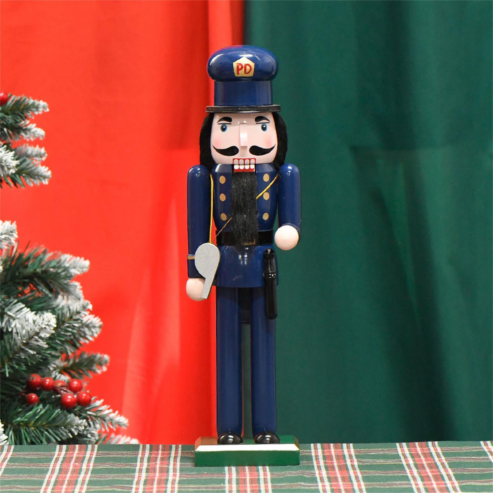 Nutcracker Figurine - Weihnachts-Nussknacker-Figur, Weihnachtsdekoration, Holz-Nussknacker, Polizei-Figur für Party,