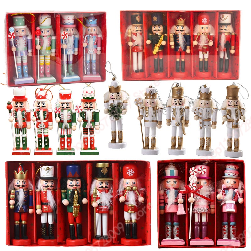 Nutcracker Figurine - Weihnachts-Nussknacker-Puppen-Soldaten-Ornamente, Holz-Anhänger, Schreibtisch-Dekoration, Soldaten-Band-Puppen, Heimdekoration, Neujahrsgeschenke