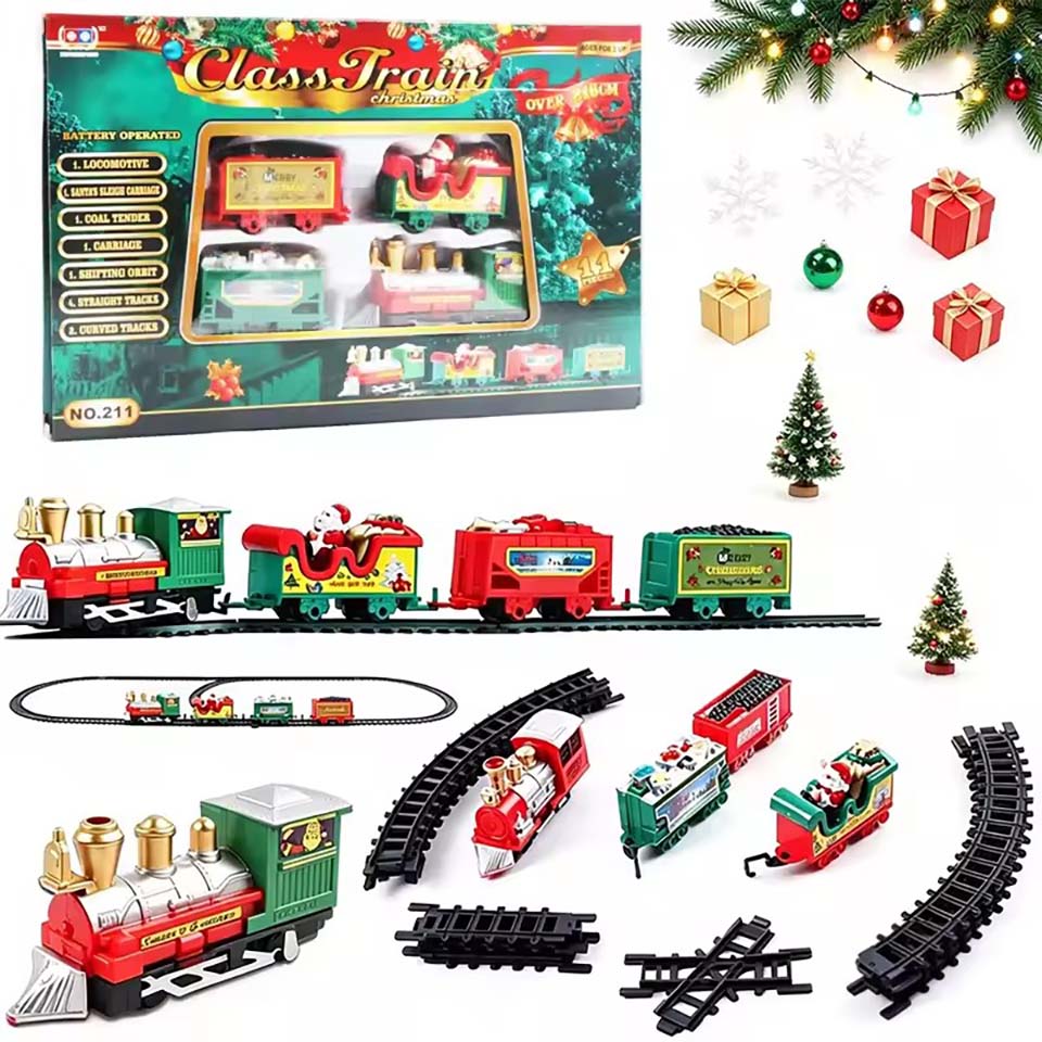 Christmas Tree Artificial - Realistisches elektrisches Weihnachtszug-Set, einfach zu montieren