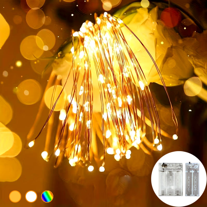 Led Fairy String Lights - LED-Lichterketten, batteriebetriebene, funkelnde Lichterketten aus Kupferdraht,