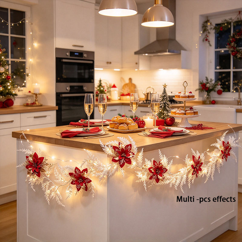 Led Fairy String Lights - Weiße Weihnachtsgirlande mit roten und goldenen