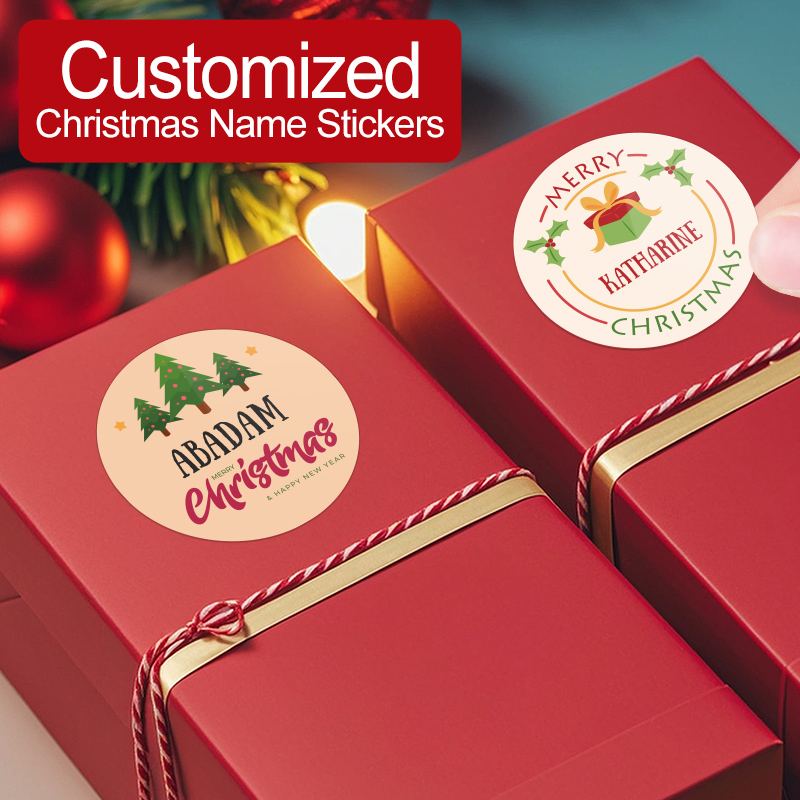 Christmas Stocking Hanging - Personalisierte Frohe Weihnachten-Aufkleber – individuelle Namensaufkleber-Etiketten