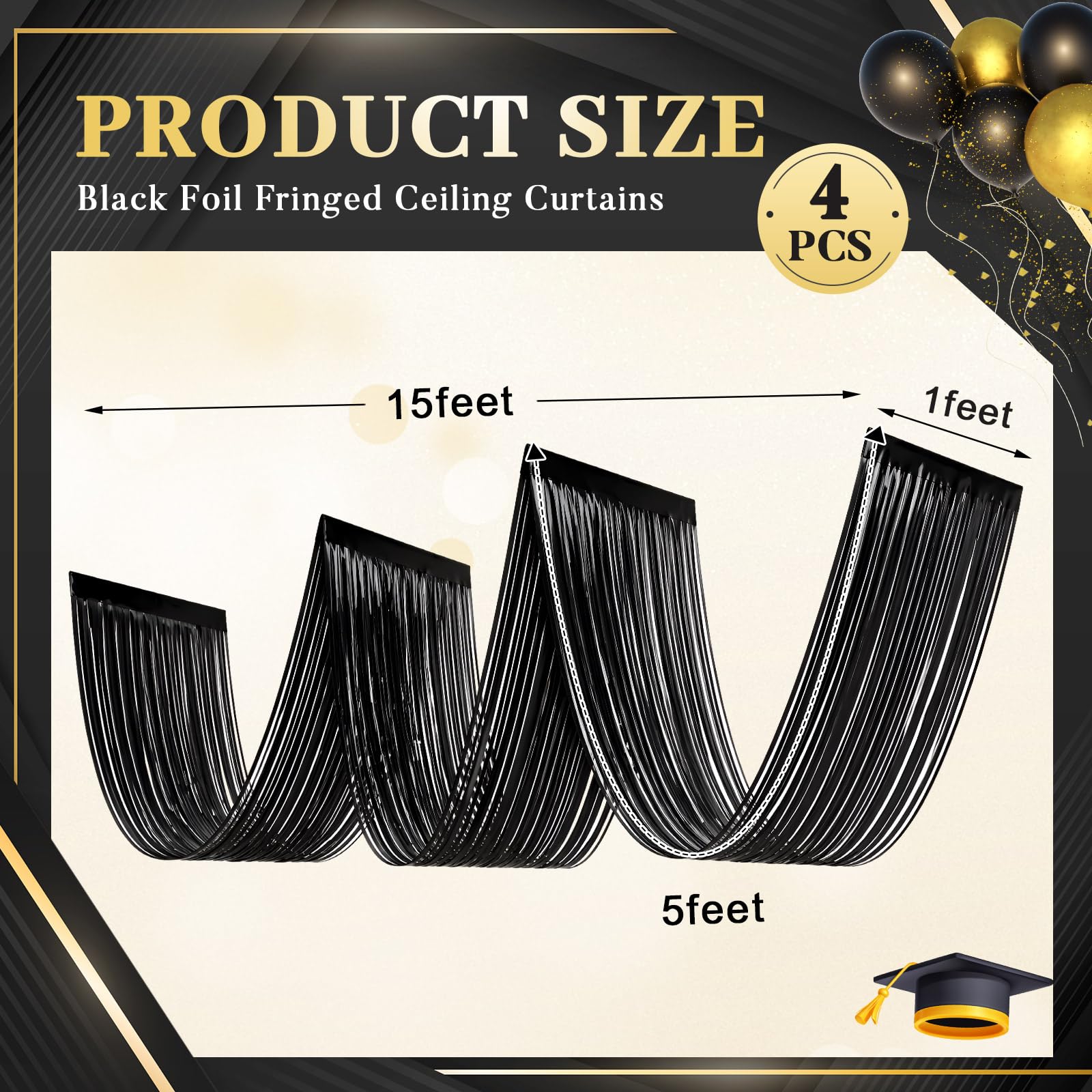 4 Stück schwarze Lametta-Frans – Tinsel Garland Decoration Bewertung und Preis
